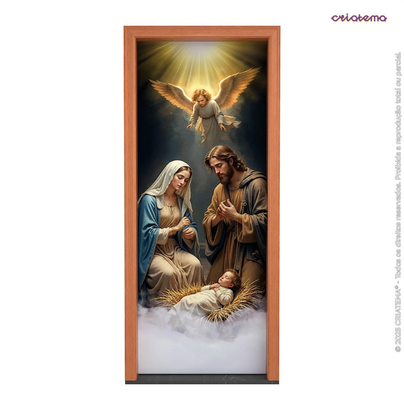 Capa de Porta Natal Cristão em Tecido – 0,85 x 2,10 m