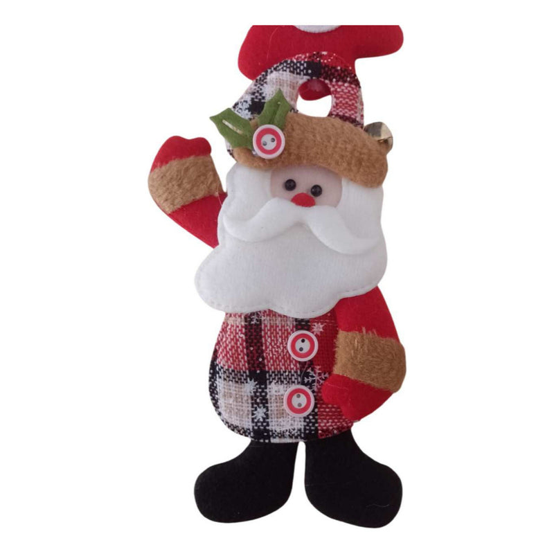 Decoração de Porta Natalina HO HO 55cm com Sininhos (Papai Noel/Neve/Rena)