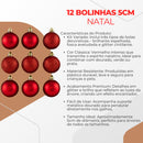 Kit 12 Bolas Natalinas 4cm/5cm Mistas – Fosca, Metálica e Glitter (Vermelho e Dourado)