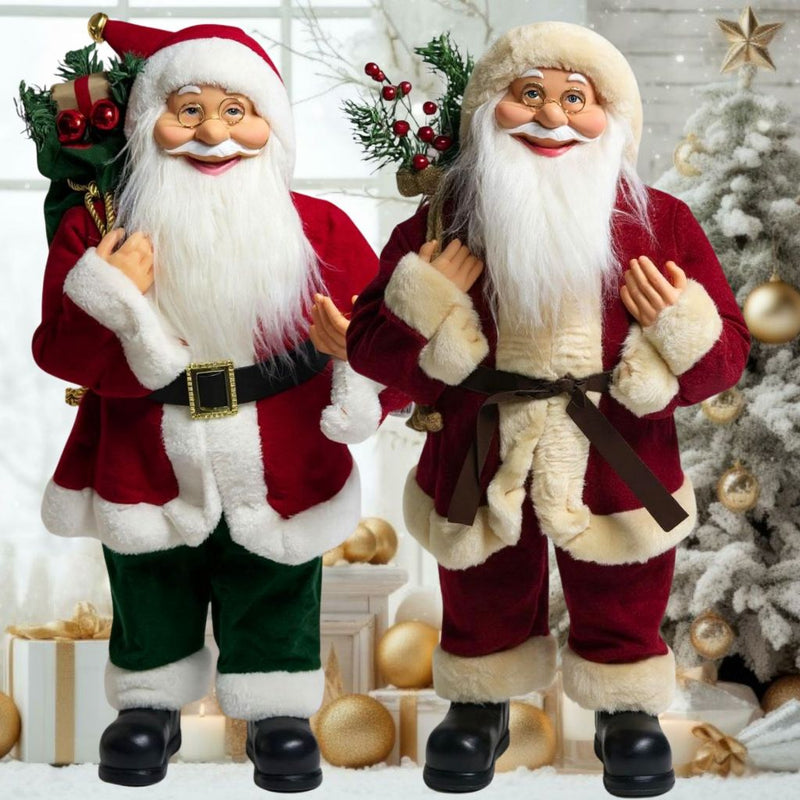 Boneco Papai Noel Luxo 60cm em Pé - Vermelho ou Dourado