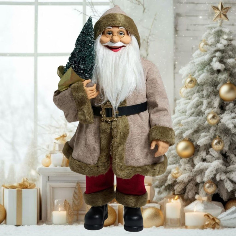 Boneco Papai Noel Luxo 60cm em Pé - Vermelho ou Dourado