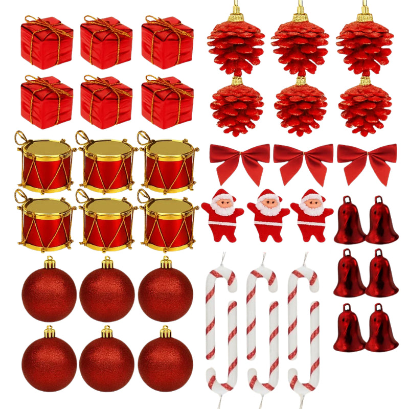 Kit 42 ou 84 Enfeites Pendentes Premium para Árvore de Natal