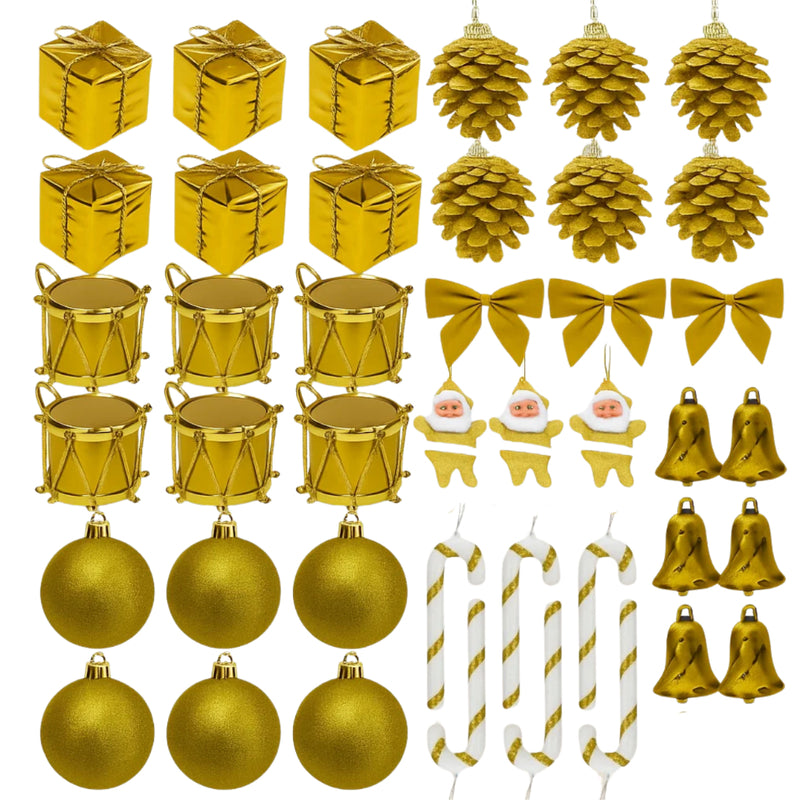 Kit 42 ou 84 Enfeites Pendentes Premium para Árvore de Natal