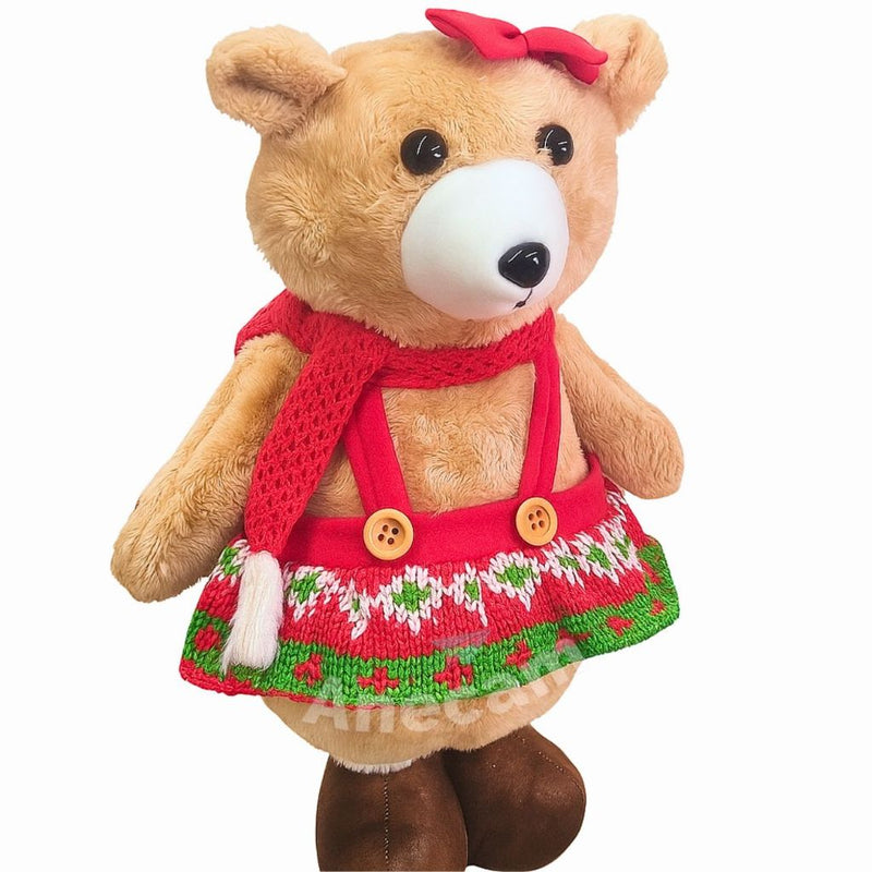 Urso Natalino 35cm Peso de Porta - Boneco Decorativo de Natal (Unitário ou Kit c/2)