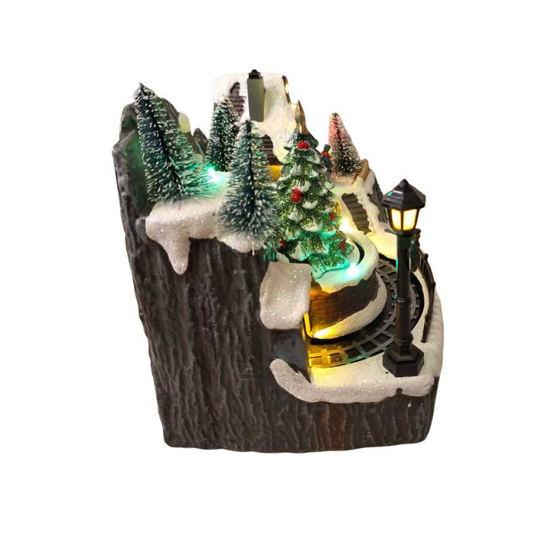 Vila Natalina com Luz e Som e Trenzinho Giratório – 19x22 cm (Pilhas ou Energia)