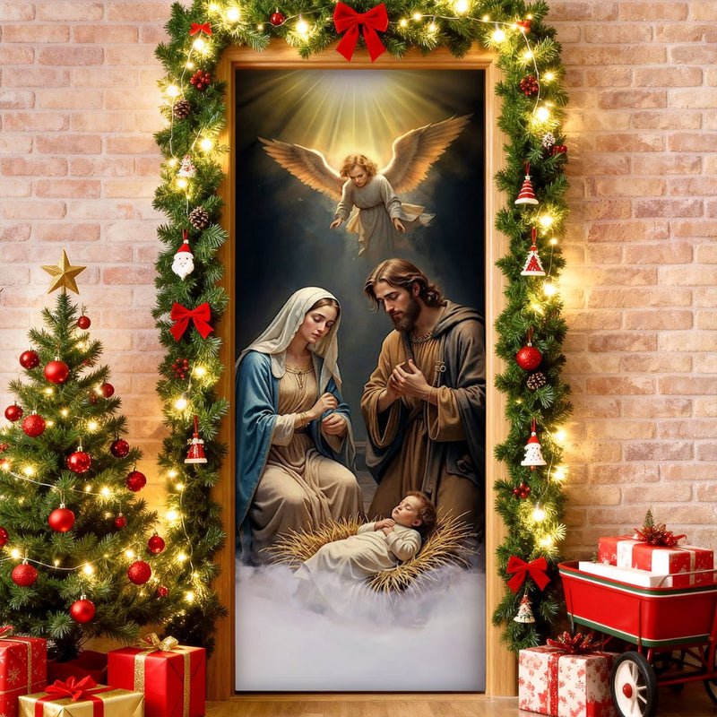 Capa de Porta Natal Cristão em Tecido – 0,85 x 2,10 m
