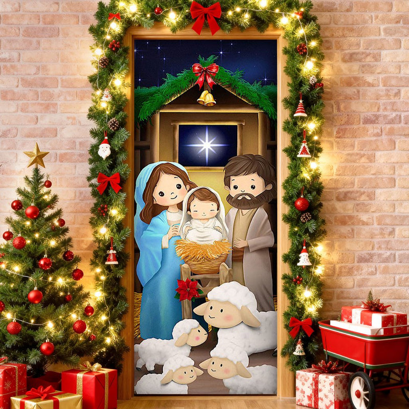 Capa de Porta Natal Cristão em Tecido – 0,85 x 2,10 m