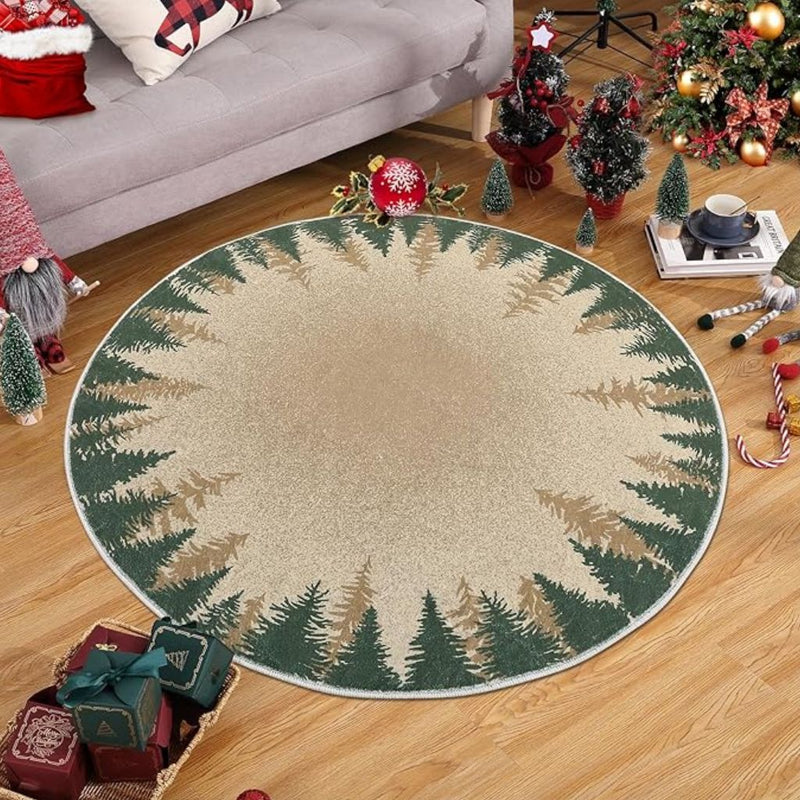 Tapete Redondo Natalino Antiderrapante 88cm para Sala e Quarto