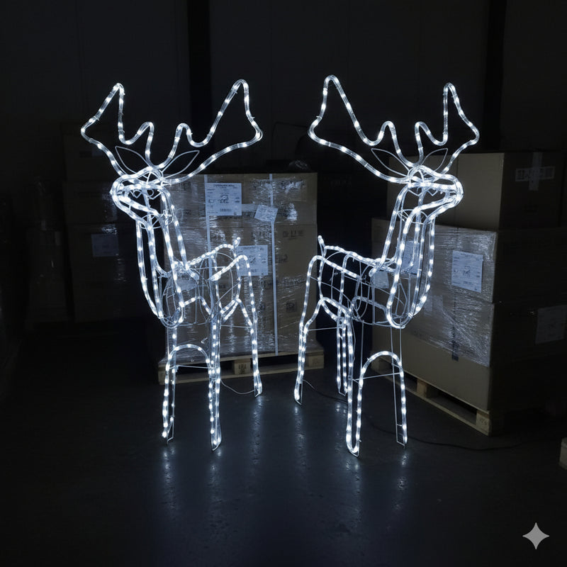 Família de Renas de Natal Iluminadas com Movimento para Quintal