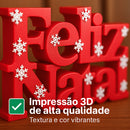 Letreiro Feliz Natal 3D Decorativo – Vermelho ou Verde, 38 cm ou 24 cm