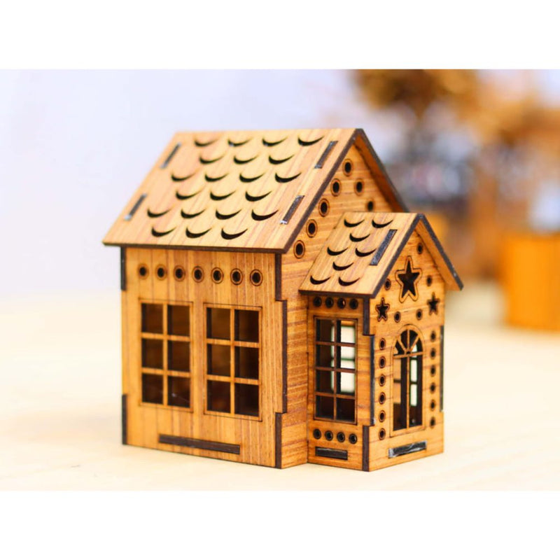 Trio de Casinhas Decorativas em MDF 3mm para Montar – Natal (15 cm)