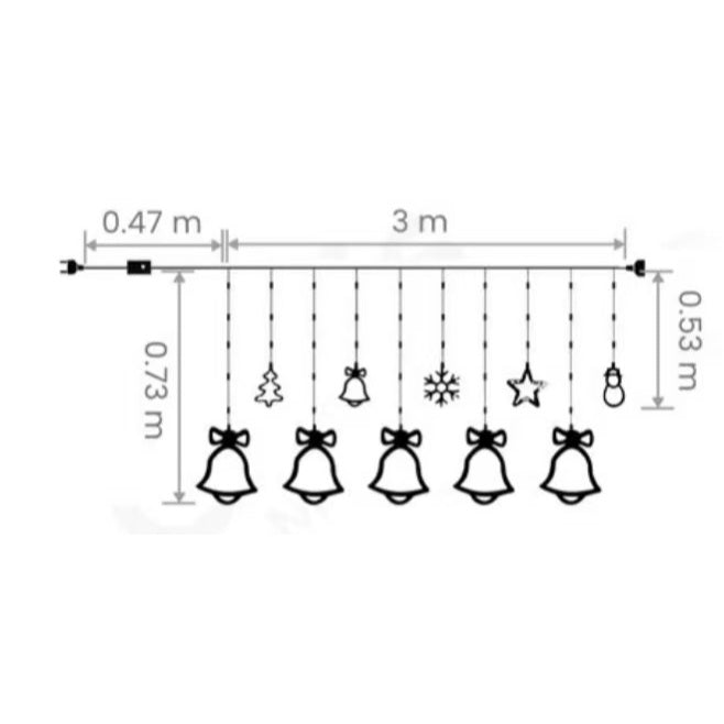 Cortina Cascata Natalina LED 3 m Bivolt com Conector Traseiro – Branco Quente