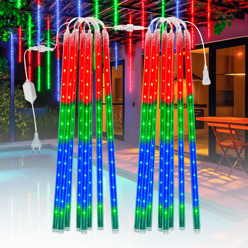Kit 2 Cascatas LED Chuva de Meteoro 8 Tubos (IP65, Bivolt, Conectável)