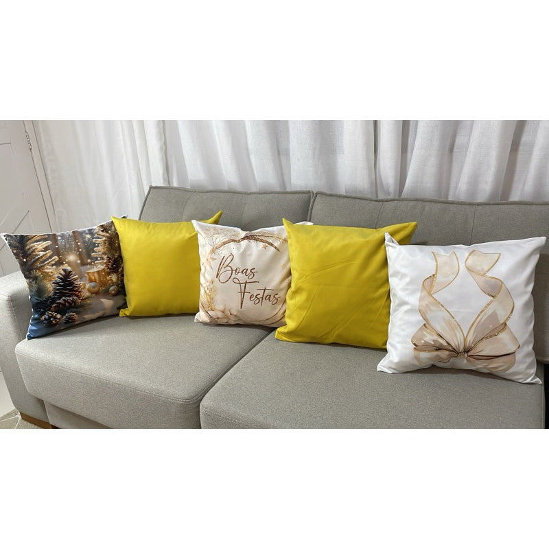 Kit 5 Capas de Almofadas Natalinas em Suede 45x45 cm (Sem Enchimento)