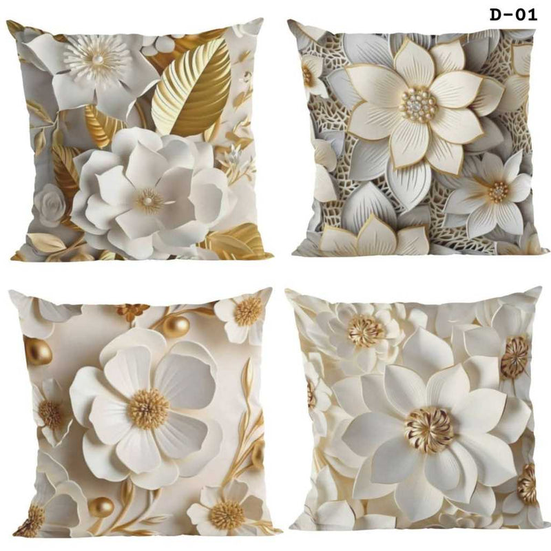 Kit 4 Capas de Almofada Natalinas 45x45cm em Microfibra com Zíper