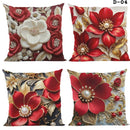 Kit 4 Capas de Almofada Natalinas 45x45cm em Microfibra com Zíper