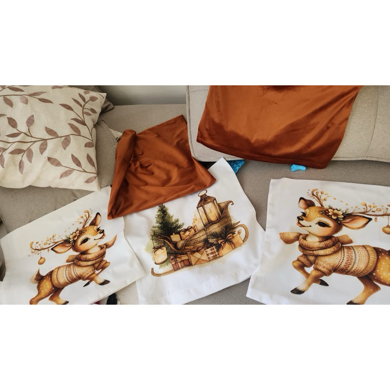 Kit 5 Capas de Almofadas Natalinas em Suede 45x45 cm (Sem Enchimento)