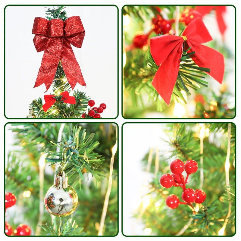 Árvore de Natal 120cm Decorada Completa com Luzes USB (até 71 Enfeites)