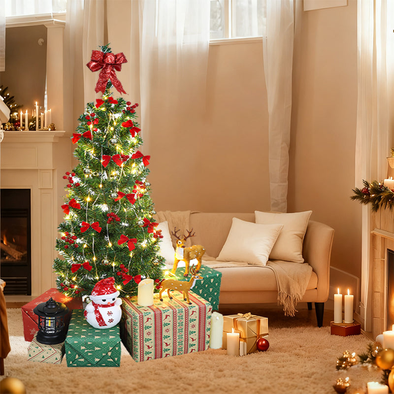 Árvore de Natal 120cm Decorada Completa com Luzes USB (até 71 Enfeites)