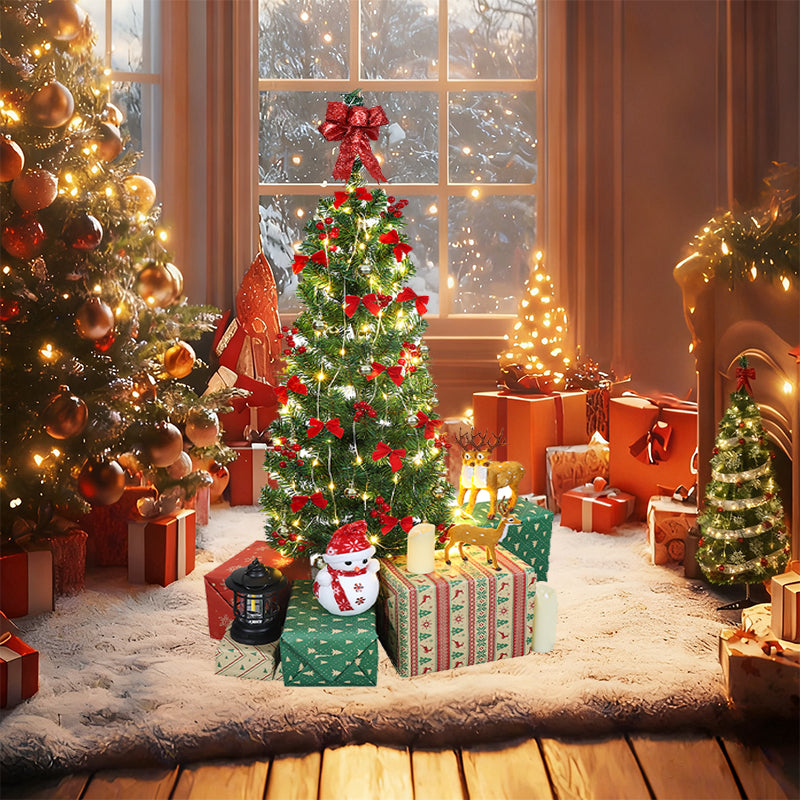 Árvore de Natal 120cm Decorada Completa com Luzes USB (até 71 Enfeites)