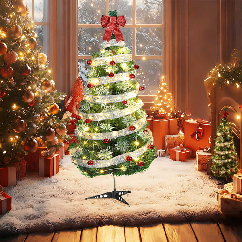 Árvore de Natal 120cm Decorada Completa com Luzes USB (até 71 Enfeites)