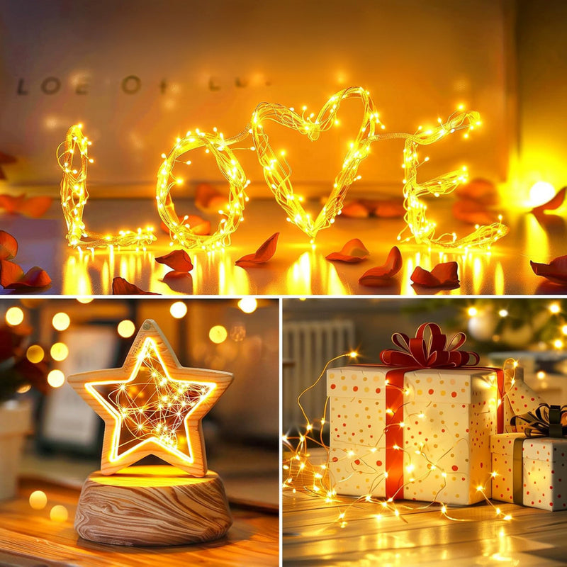 Kit 10 Luzes Fada 2m (20 LEDs) EX Decor – 3 Modos, IP55, Fio Flexível