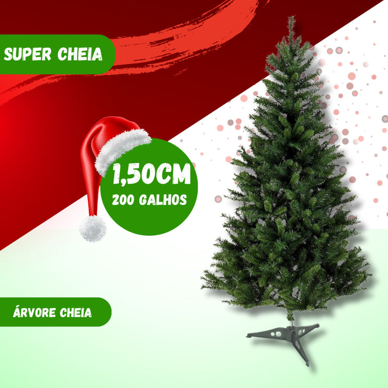 Árvore de Natal Pinheiro Verde Dobrável Cheia — 120/150/180/210 cm (144–508 galhos)