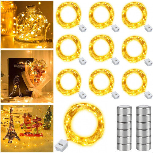 Kit 10 Luzes Fada 2m (20 LEDs) EX Decor – 3 Modos, IP55, Fio Flexível