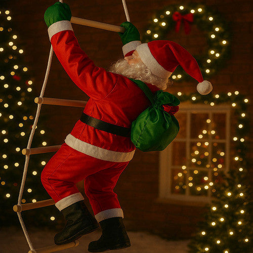 Papai Noel Subindo Escada 50 cm – Enfeite de Natal Bsan Shop®