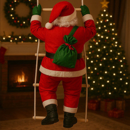 Papai Noel Subindo Escada 50 cm – Enfeite de Natal Bsan Shop®