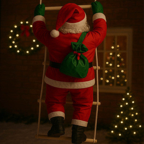 Papai Noel Subindo Escada 50 cm – Enfeite de Natal Bsan Shop®
