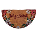 Capacho de Natal Meia Lua em Fibra de Coco 33x60 cm Antiderrapante