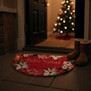 Capacho de Natal Meia Lua em Fibra de Coco 33x60 cm Antiderrapante