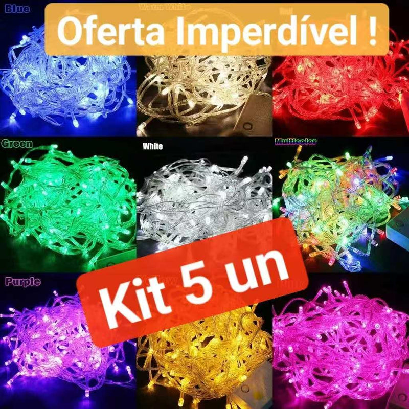 Pisca-Pisca Natal 10m 100 LEDs – 8 Modos – 110V ou 220V (Kits c/ 2 ou 5 Unidades) ANJIN