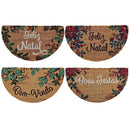 Capacho de Natal Meia Lua em Fibra de Coco 33x60 cm Antiderrapante