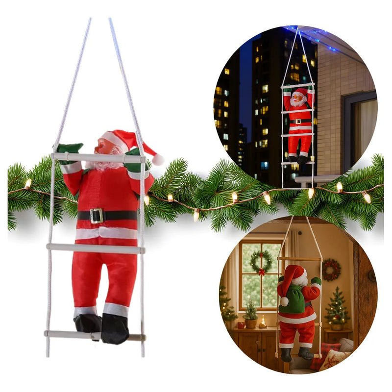 Papai Noel Escalador Decorativo – 1/2/3 Bonecos (30/60/90 cm)