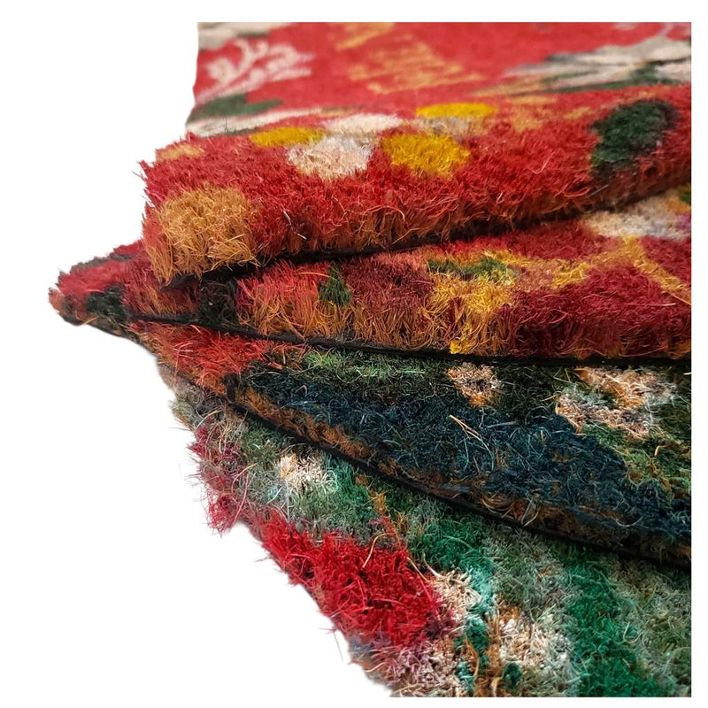 Capacho de Natal Meia Lua em Fibra de Coco 33x60 cm Antiderrapante