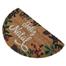 Capacho de Natal Meia Lua em Fibra de Coco 33x60 cm Antiderrapante