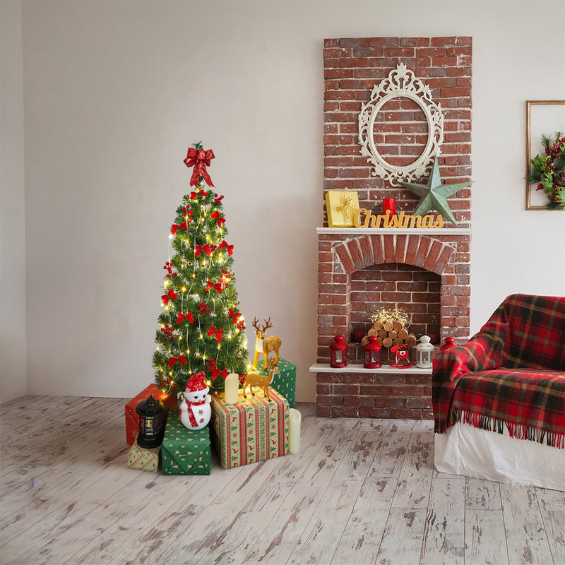 Árvore de Natal 120cm Decorada Completa com Luzes USB (até 71 Enfeites)