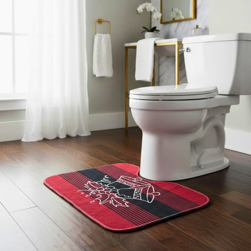 Kit 3 Peças Tapete para Banheiro Natalino Papai Noel Vermelho